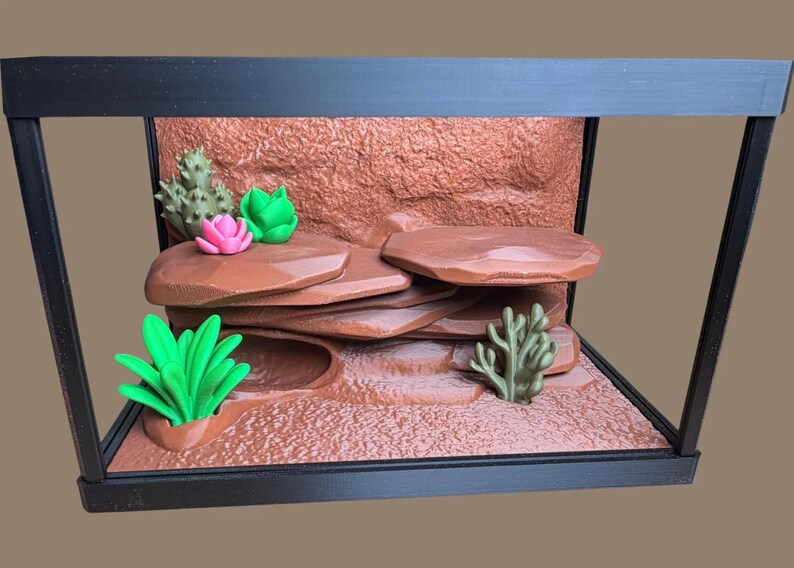 3D Printed Bearded Dragon Playset: Interactive Tank Environment, Tactile Figure, Stress Relief Toy image 5