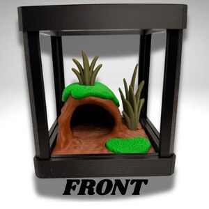 Tiny Black Rain Frog Terrarium - 3D Printed Frog and Terrarium - Room Decor image 4