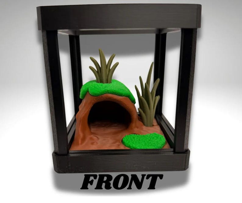 Tiny Black Rain Frog Terrarium - 3D Printed Frog and Terrarium - Room Decor image 4