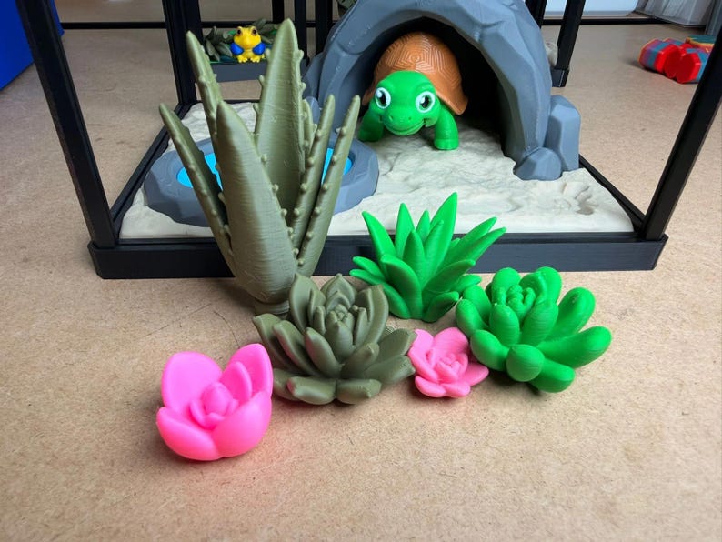 Fidget Tortoise Playset with 3D-Printed Tactile Figure Detailed Tank Environment Interactive Care Set & Stress Relief for Imaginative Play image 2
