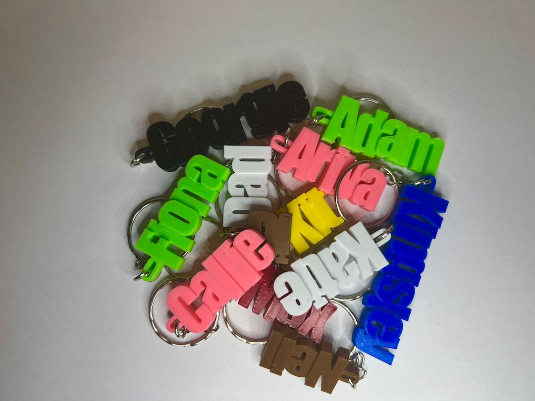 Personalised Keyring 3D Printed Name Tag Party Bag Filler Stocking Filler Idea School Bag Gifts