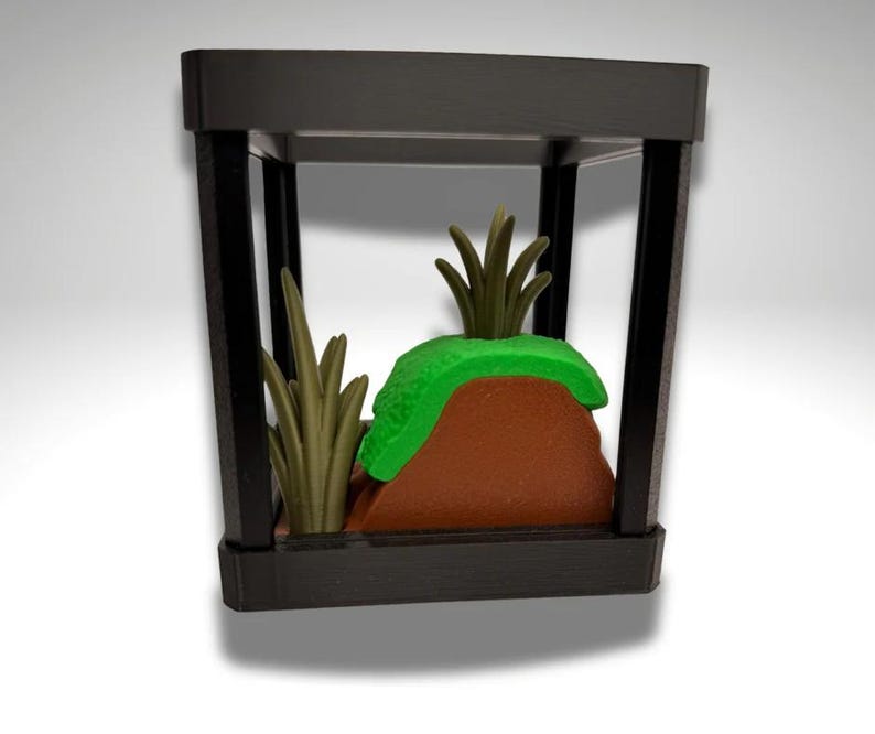 Tiny Black Rain Frog Terrarium - 3D Printed Frog and Terrarium - Room Decor image 6