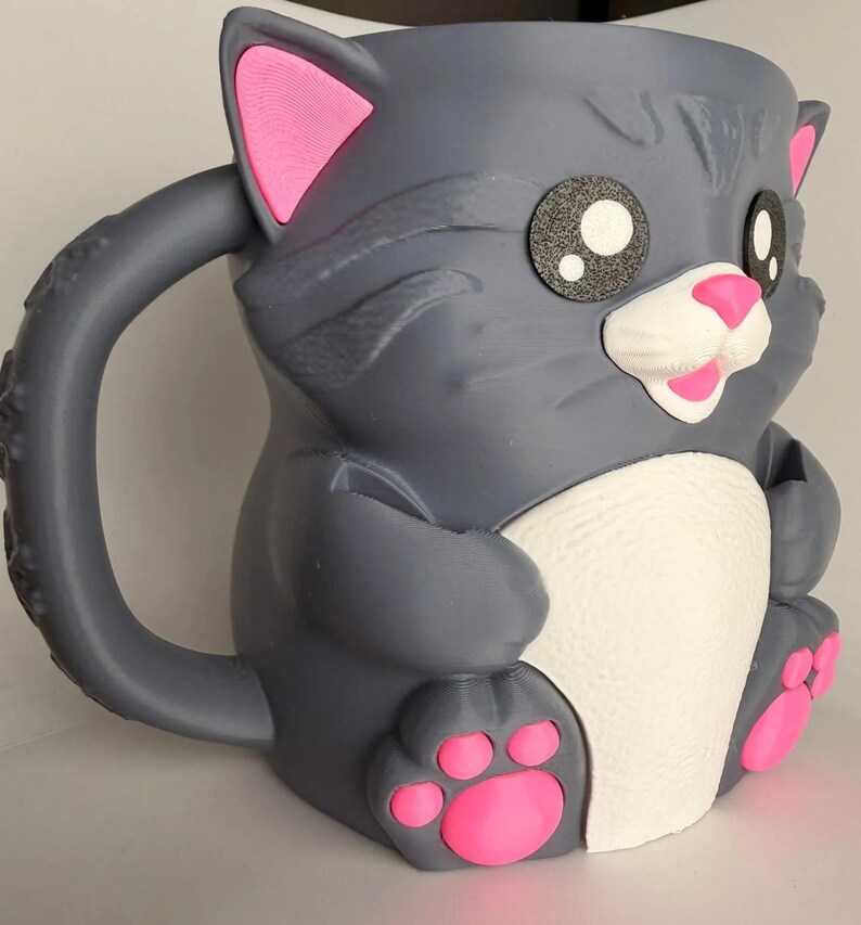 Cuddles the Cat Ice Cream Holder - 3D Printed Cute Ice Pint Holder image 3