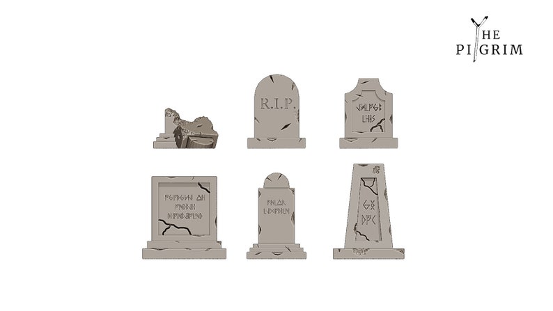 May include: Set of seven gray stone tombstones with various inscriptions, including "R.I.P." and "VALGE LIIBS".