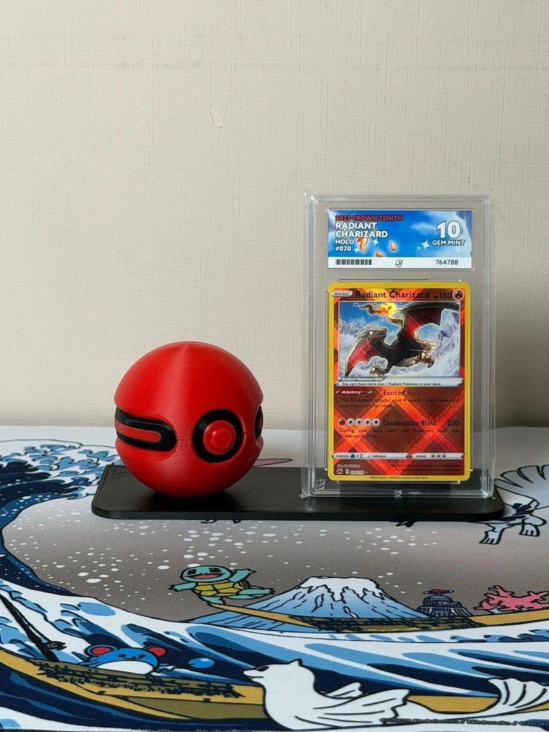 Cherish Monster Ball with display stand for slabs/toploaded/sleeved trading cards image 1