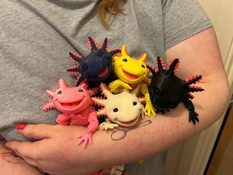 Articulated Smiling Axolotl | Sensory Stress Fidget | As Seen On TikTok | Flexible Multi Coloured Axolotl Cute Gift | 3DPrinted image 2