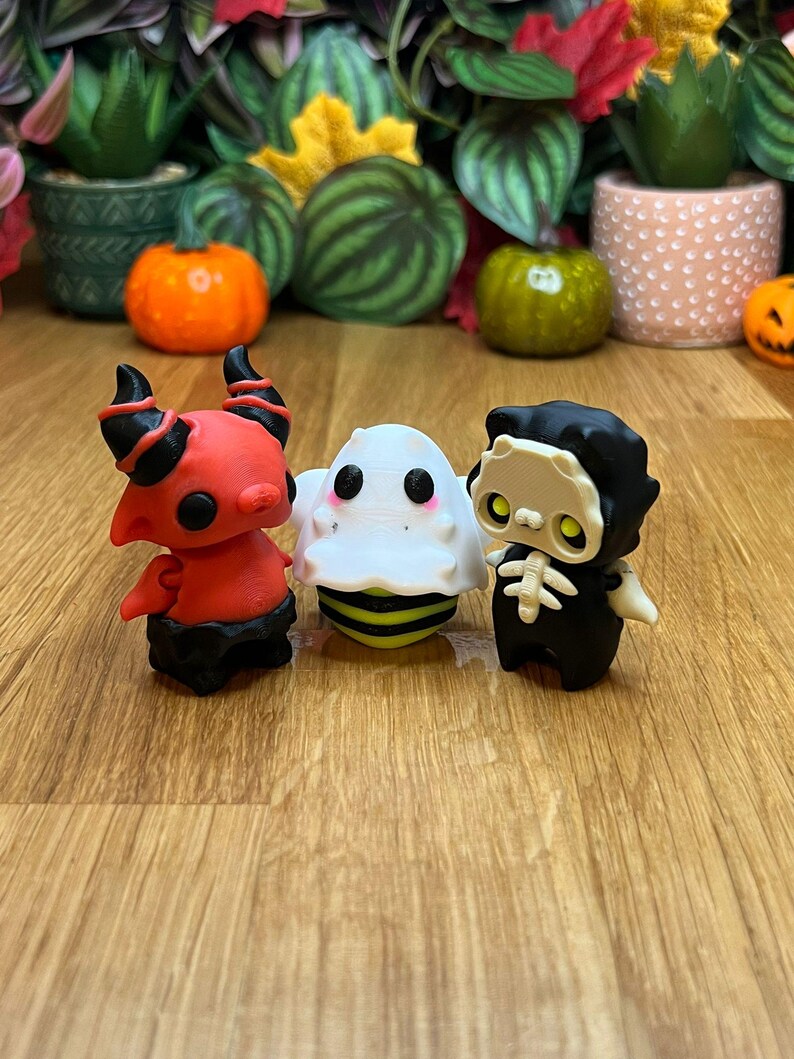 ハロウィーン ミニ セット - コレクション用ディスプレイ ピース、ストレス解消、パーソナライズされたギフト、関節式フレキシ - グリーンのレイヤー 画像 1