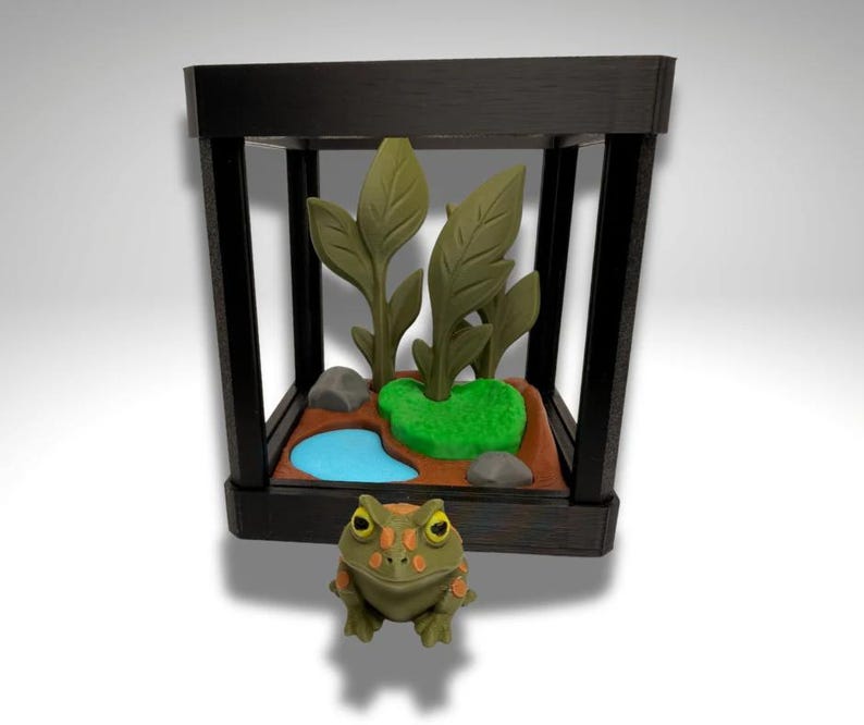 Kleines Pacman Frosch-Terrarium - 3D gedruckter Frosch und Terrarium - Raum-Dekor Bild 7