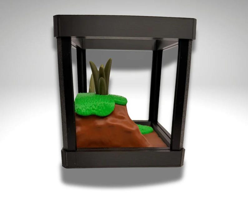 Tiny Black Rain Frog Terrarium - 3D Printed Frog and Terrarium - Room Decor image 5