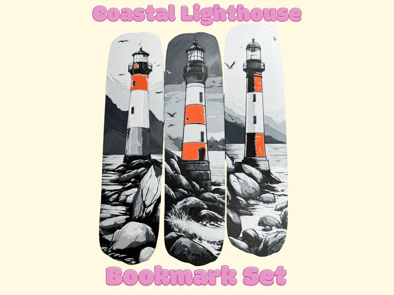 Küsten Leuchtturm Lesezeichen Set - Bookish Geschenke, Bookclub, Booktok, Bookstagram Bild 1