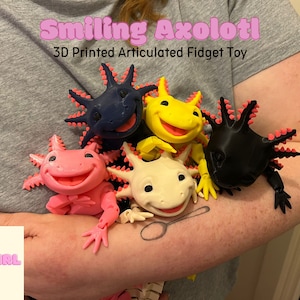 Articulated Smiling Axolotl | Sensory Stress Fidget | As Seen On TikTok | Flexible Multi Coloured Axolotl Cute Gift | 3DPrinted image 1