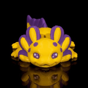 Aangepaste gelede 3D-geprinte Axolotl Baby Split - Collectible Display Piece, Stress Relief, ADHD Spinner - Verschillende kleuren - STLFLIX afbeelding 1