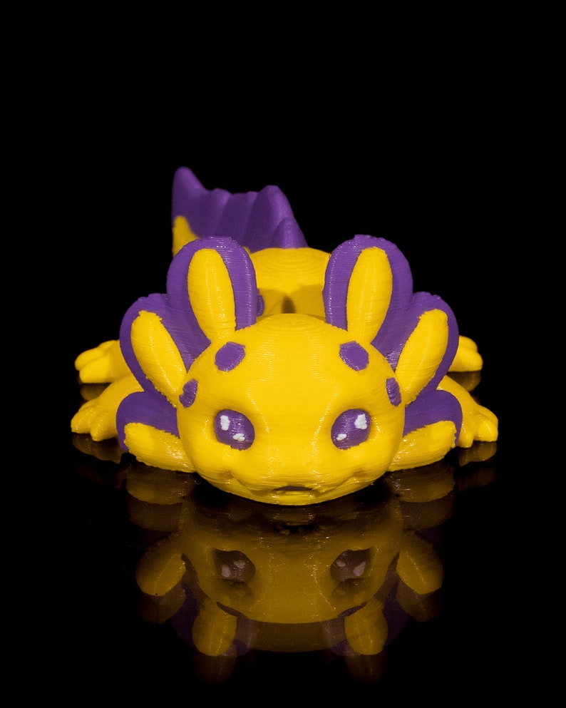 Aangepaste gelede 3D-geprinte Axolotl Baby Split - Collectible Display Piece, Stress Relief, ADHD Spinner - Verschillende kleuren - STLFLIX afbeelding 1