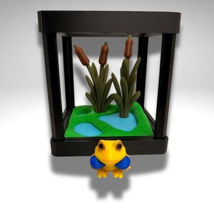 Tiny Indian Bull Frog Terrarium - 3D Printed Frog and Terrarium - Room Decor image 2