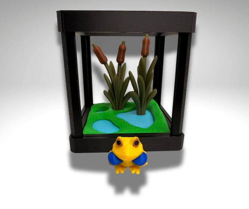 Tiny Indian Bull Frog Terrarium - 3D Printed Frog and Terrarium - Room Decor image 2