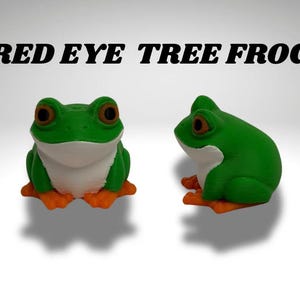 3D Gedruckter Frosch mit roten Augen, kleiner Laubfrosch mit roten Augen und Terrarium - Raumdekor Bild 3