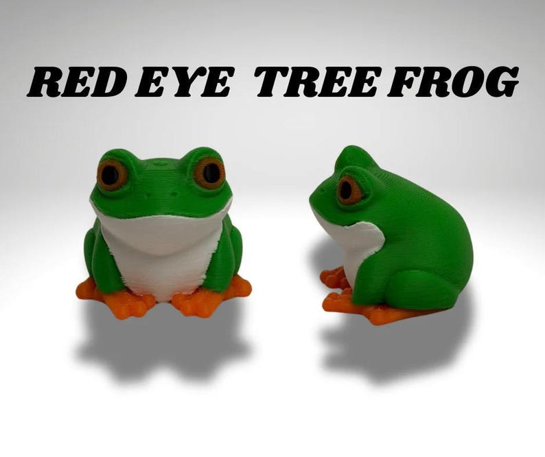 3D Gedruckter Frosch mit roten Augen, kleiner Laubfrosch mit roten Augen und Terrarium - Raumdekor Bild 3