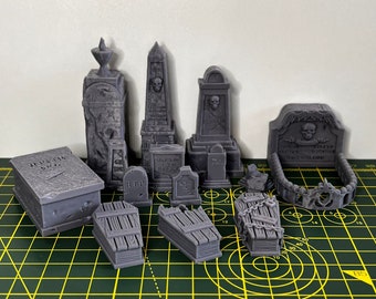 Graveyard Scatter Terrain - Scenic DnD Terrain - Halloween Decoration