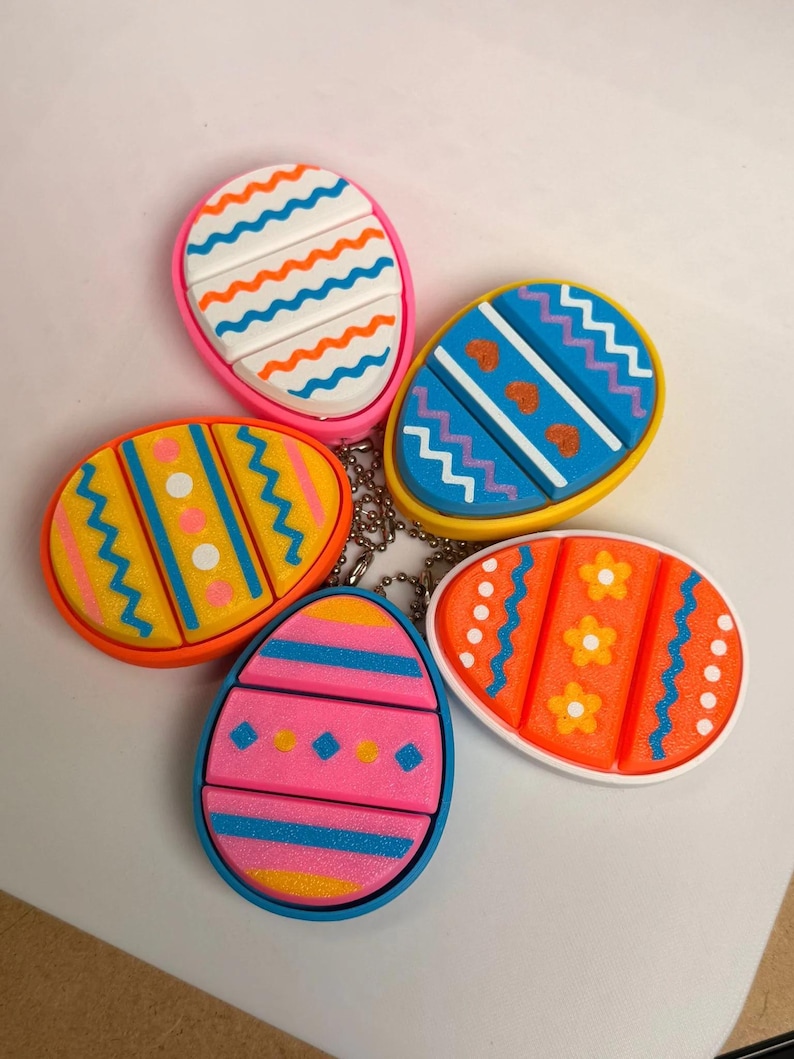 Easter Egg Fidget Keyring Set - Vibrant 3D-Printed Clickers for Tactile Feedback & Stress Relief - Ideal Easter Gift image 4