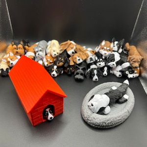 Articulated Adorable 3DPrinted Dogs with Free Bed and House | Lots of Different Breeds | Sensory Stress Fidget | Flexible Cute Gift
