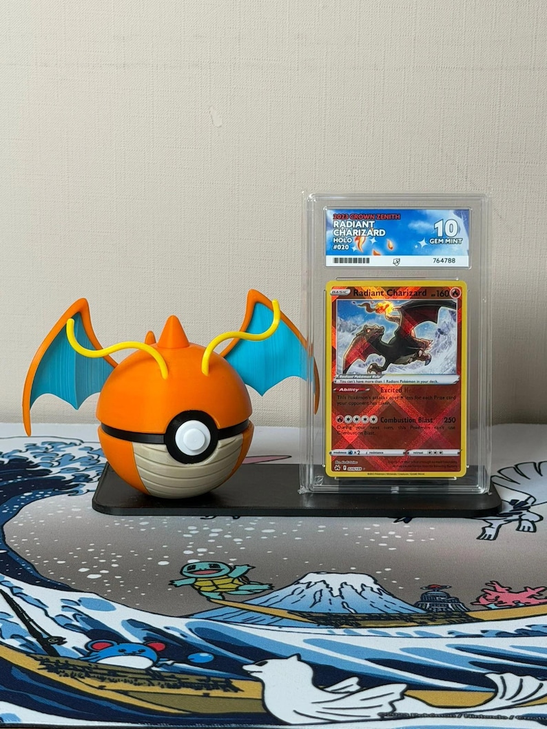 Dragonite Character Ball with display stand for slabs/toploaded/sleeved trading cards image 1