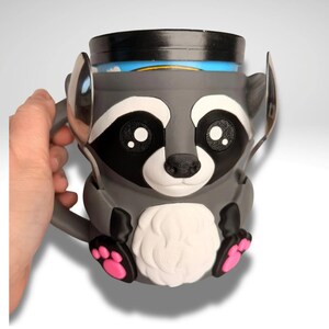 Rocky the Raccoon Ice Cream Holder - 3D Printed Cute Ice Pint Holder image 1