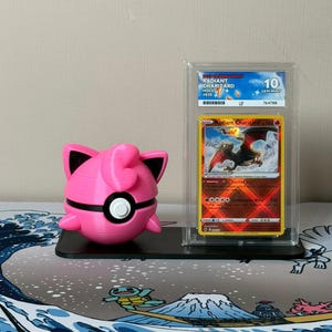 Jigglypuff Character Ball with display stand for slabs/toploaded/sleeved trading cards image 1