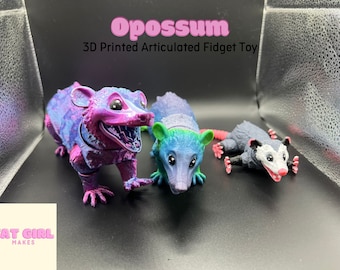 Adorable Articulated Opossum Fidget Toy | 3D Printed Eco-Friendly Desk Companion | Playful Possum Stress Relief Toy | Unique Gift Idea