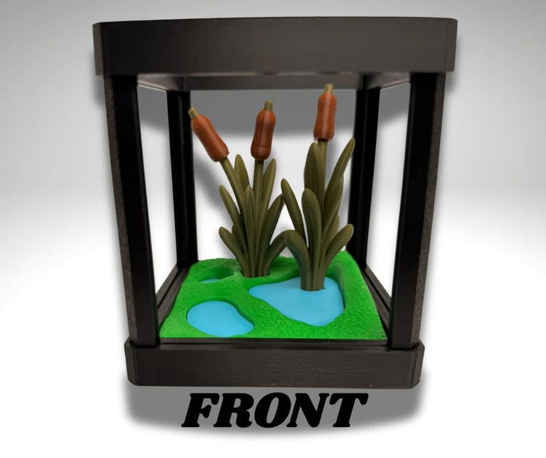 3D Gedruckter Frosch mit roten Augen, kleiner Laubfrosch mit roten Augen und Terrarium - Raumdekor Bild 4
