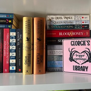 Trigger Warning Personalised Library Sign - Reader, Bookshelf, Booktok, Bookstagram image 2