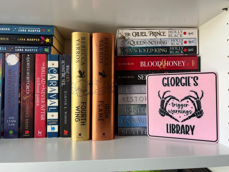 Trigger Warning Personalised Library Sign - Reader, Bookshelf, Booktok, Bookstagram image 2