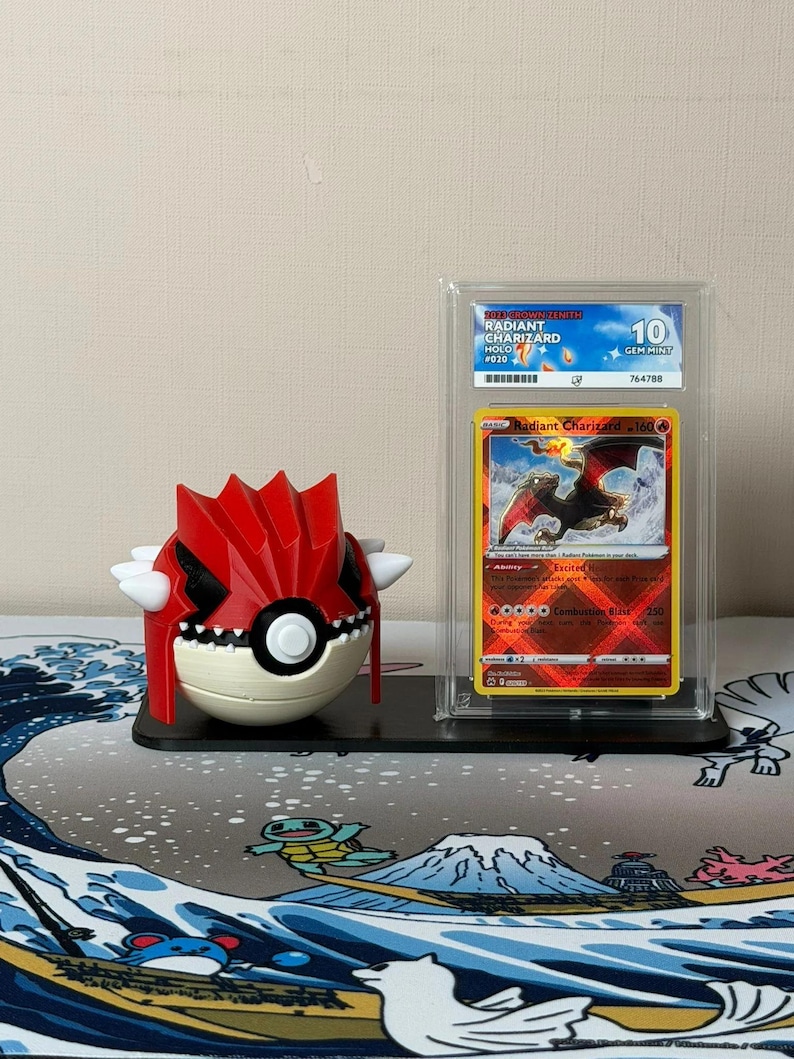 Groudon Character Ball with display stand for slabs/toploaded/sleeved trading cards image 1
