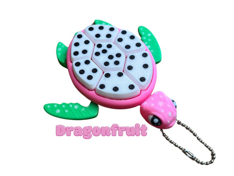 Fruit Turtle Clicker Keychain - Keyrings, Sensory, ADHD, Autism, Anxiety, Stress Relief Dragon Fruit