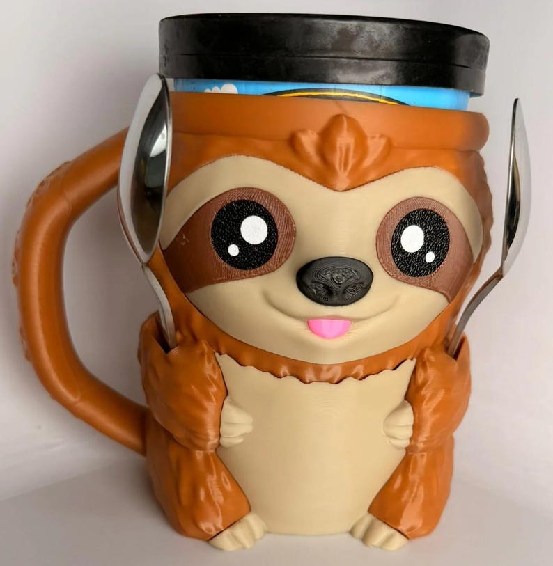 Sammy the Sloth Ice Cream Holder - 3D Printed Cute Ice Pint Holder image 2