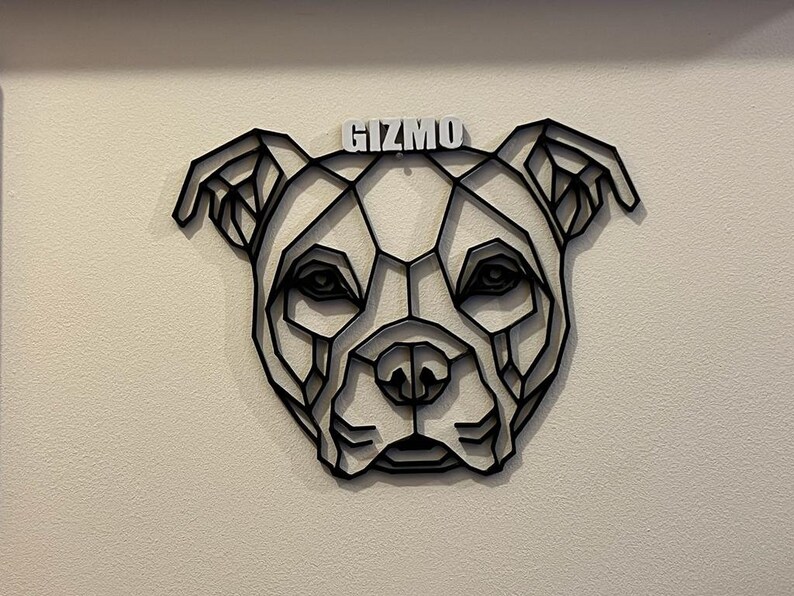 Personalised Geometric American Bulldog Wall Art Decor - Geometric Pet Print - Dog Lover Gift Idea - Staff - Staffy image 5