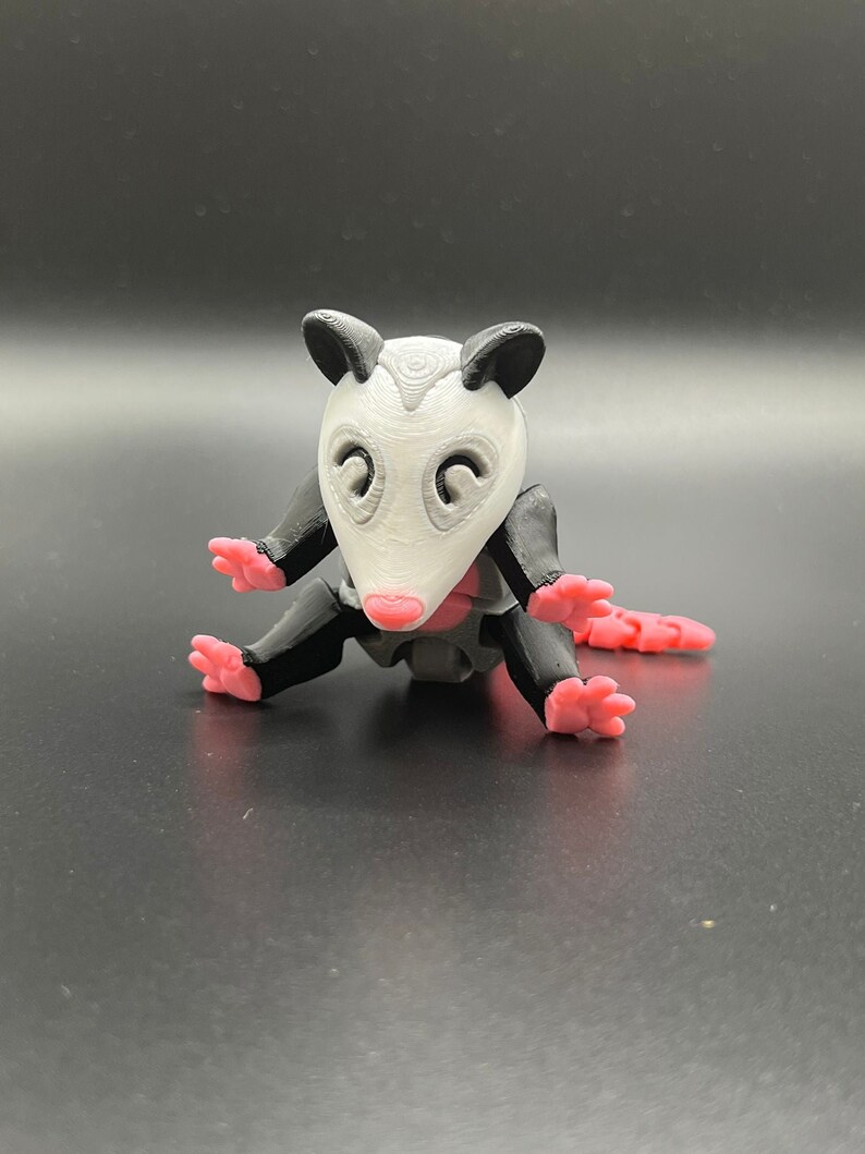 3DPrinted Opossum Figurine - Collectible Display Piece, Stress Relief, Personalized Gift, Articulated Flexi - Various Colors - McGybeer image 2
