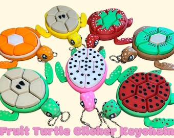 Fruit Turtle Clicker Keychain - Keyrings, Sensory, ADHD, Autism, Anxiety, Stress Relief