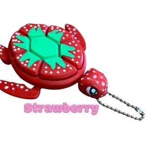 Fruit Turtle Clicker Keychain - Keyrings, Sensory, ADHD, Autism, Anxiety, Stress Relief Strawberry