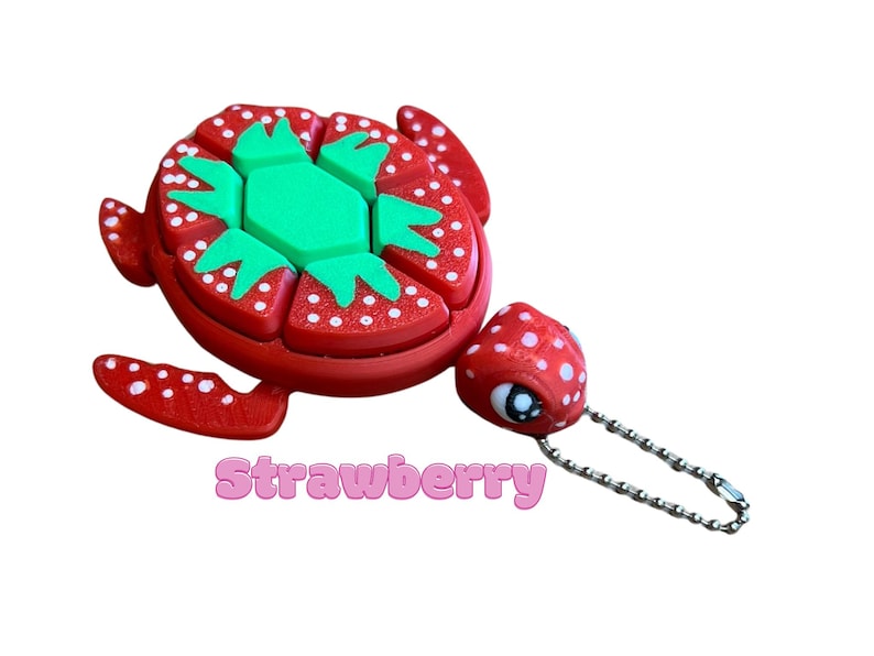 Fruit Turtle Clicker Keychain - Keyrings, Sensory, ADHD, Autism, Anxiety, Stress Relief Strawberry