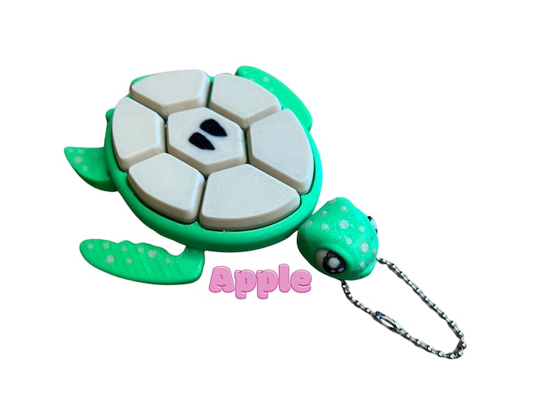 Fruit Turtle Clicker Keychain - Keyrings, Sensory, ADHD, Autism, Anxiety, Stress Relief Apple
