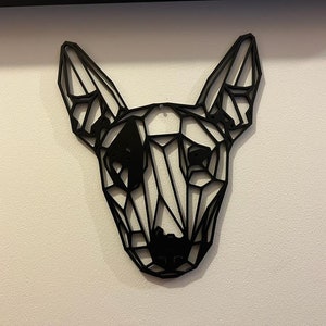 Geometrisk bullterrier väggdekoration - geometriskt husdjurstryck - presentidé för hundälskare - Pitbull bild 2