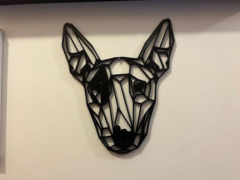 Geometrisk bullterrier väggdekoration - geometriskt husdjurstryck - presentidé för hundälskare - Pitbull bild 2