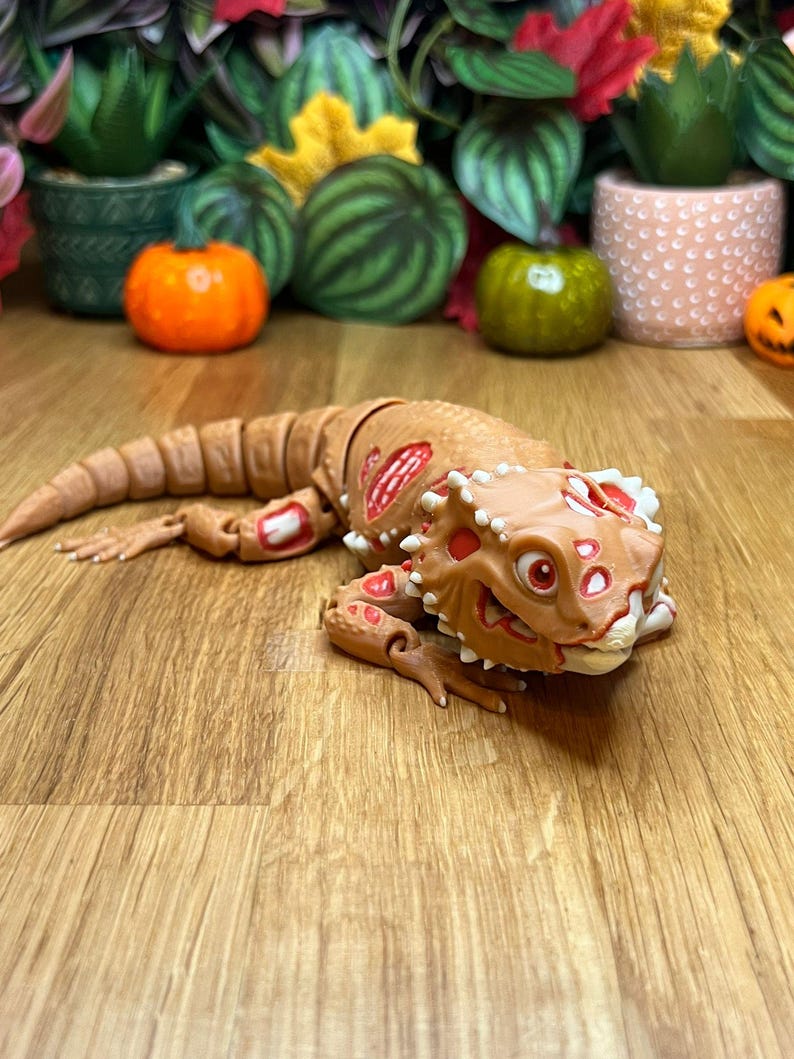Zombeardie - Collectible Display Piece, Stress Relief, Personalized Gift, Articulated Flexi - Various Colors - Mat Mire Makes image 2