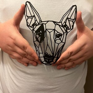 Geometrisk bullterrier väggdekoration - geometriskt husdjurstryck - presentidé för hundälskare - Pitbull bild 3