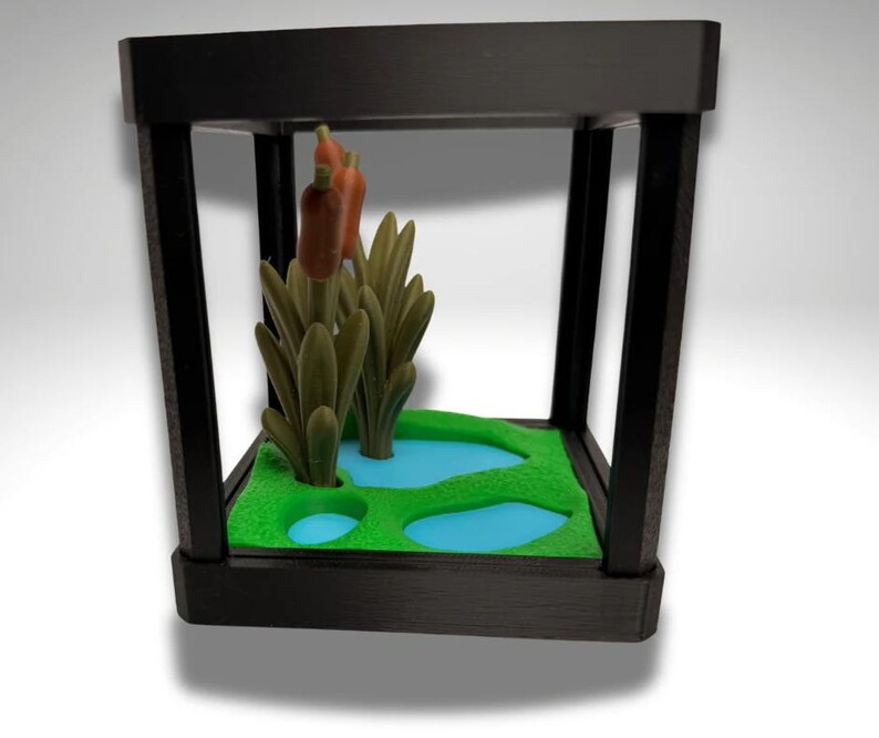 3D Gedruckter Frosch mit roten Augen, kleiner Laubfrosch mit roten Augen und Terrarium - Raumdekor Bild 5