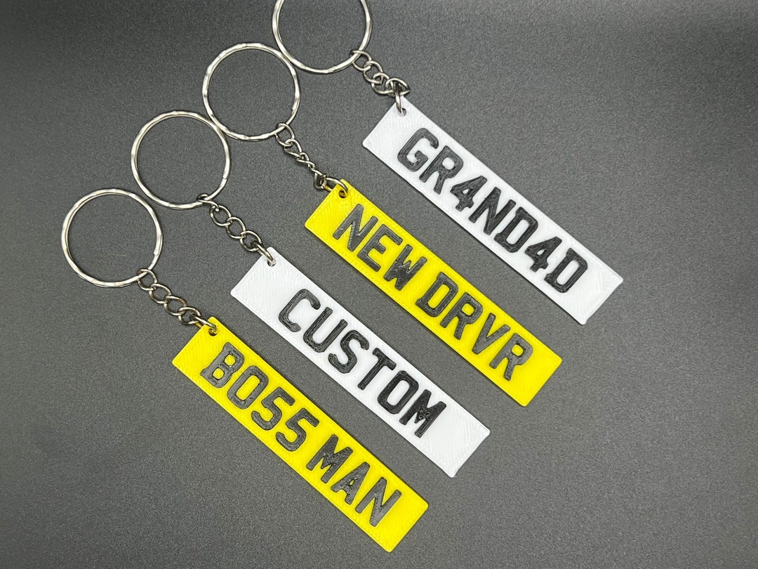 Custom Personalised 3D Licence Plate Keyring Custom Number Plate