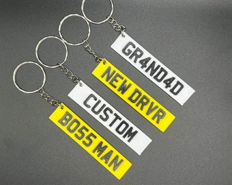 Custom Personalised 3D Licence Plate Keyring - Custom Number Plate Keyring - New Driver Gift