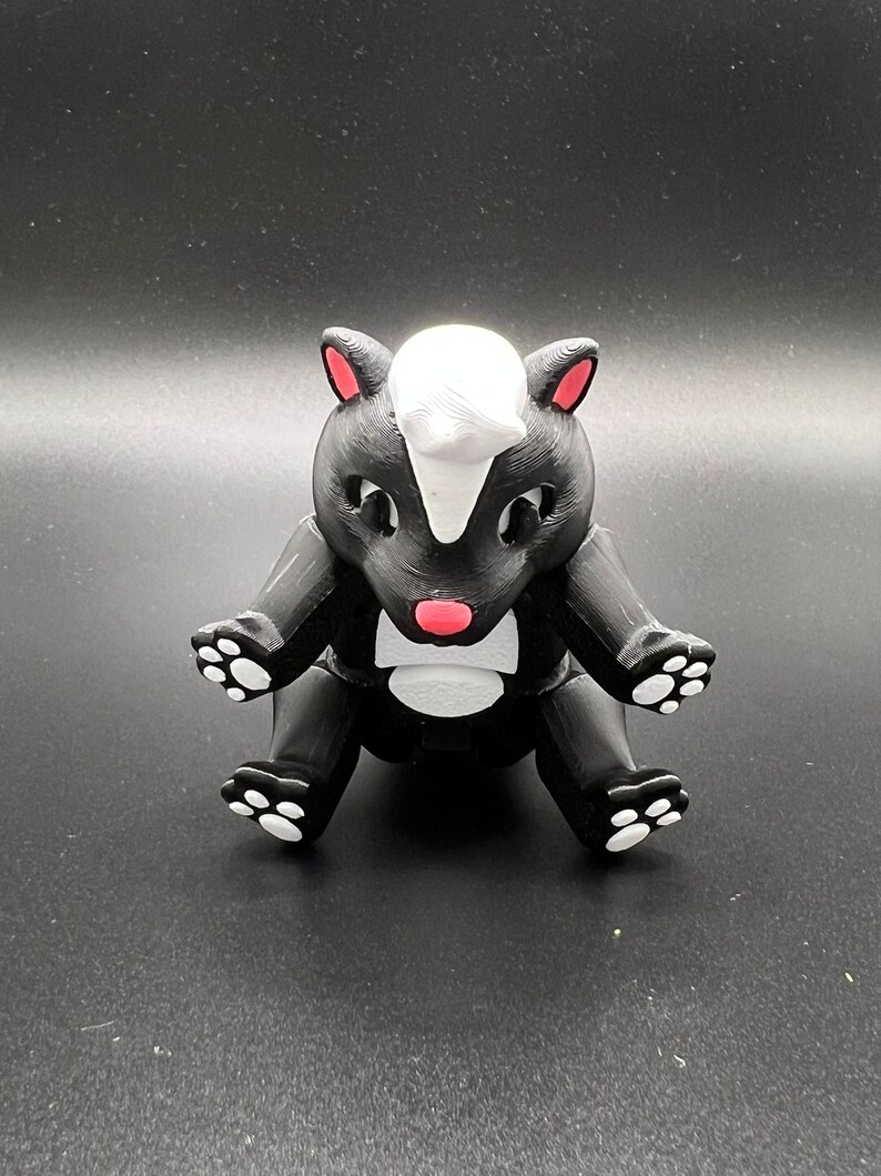 3DPrinted Skunk Figurine - Collectible Display Piece, Stress Relief, Personalized Gift, Articulated Flexi - Various Colors - McGybeer image 2