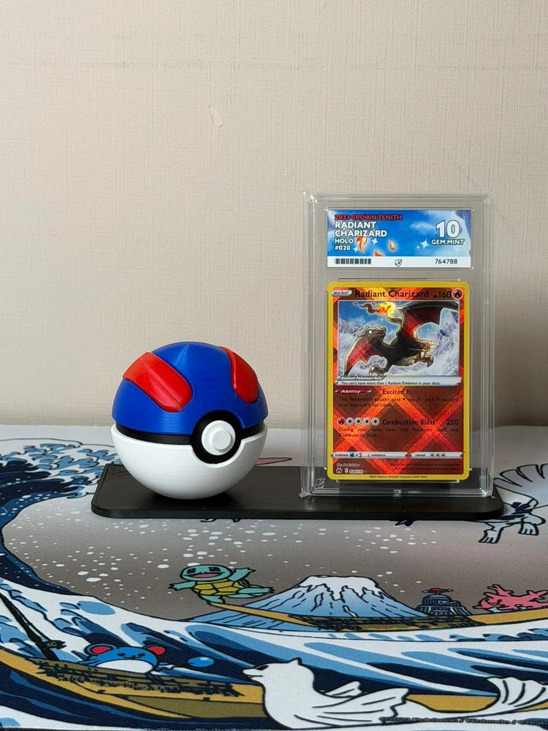 Great Monster Ball with display stand for slabs/toploaded/sleeved trading cards image 1