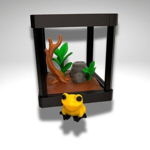 Winziges goldenes Giftfrosch-Terrarium - 3D gedruckter Frosch und Terrarium - Raumdekor Bild 2